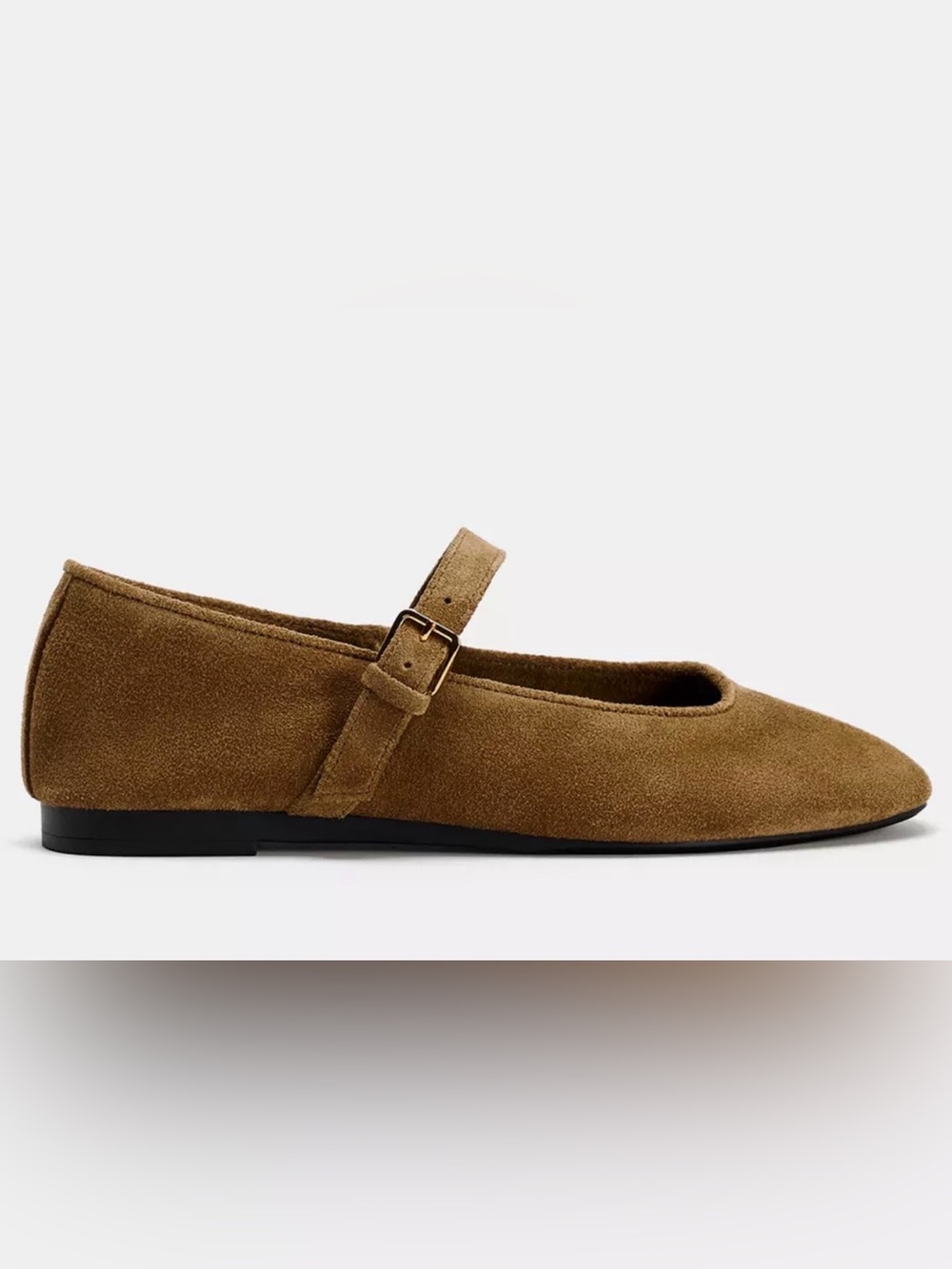 NWOT Zara Tan Suede Mary Jane Flats with Ankle Strap size11(42)
